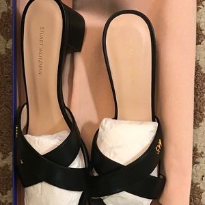 Stuart Weitzman black inch and a half heel sandals size 8M